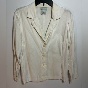 220 Hickory Linen/Cotton Womens Trendy Casual Blazer Off-white Size 14